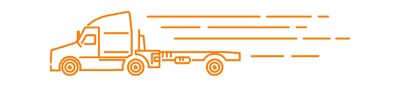 Line drawing of a semi truck with an empty bed.