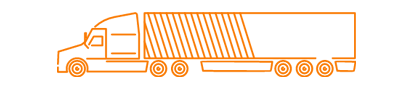 Line drawing of a semi truck with a trailer half full.