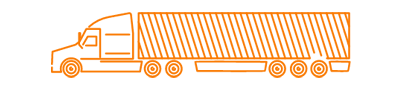 Line drawing of a semi truck with a full trailer.